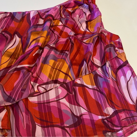 New NWT Anthropologie Adelyn Rae Ashley One Shoulder Top Ultra Pink Floral Sz M - Picture 7 of 11